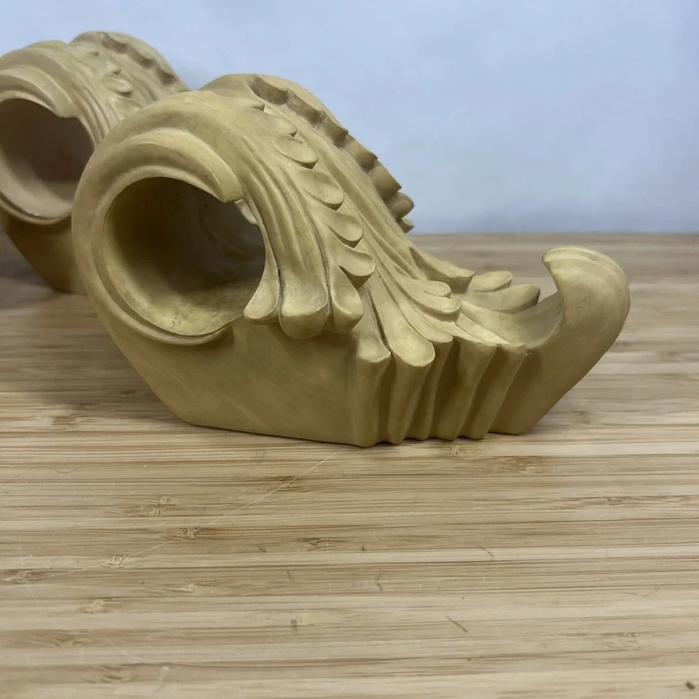 Set 4 Ornate Curtain Rod Brackets Acanthus Leaf Drapery Wall Mount Holders